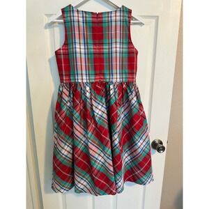 Lands End Girls Red Plaid Sleeveless Party Dress with Pockets Size 16 Holiday
